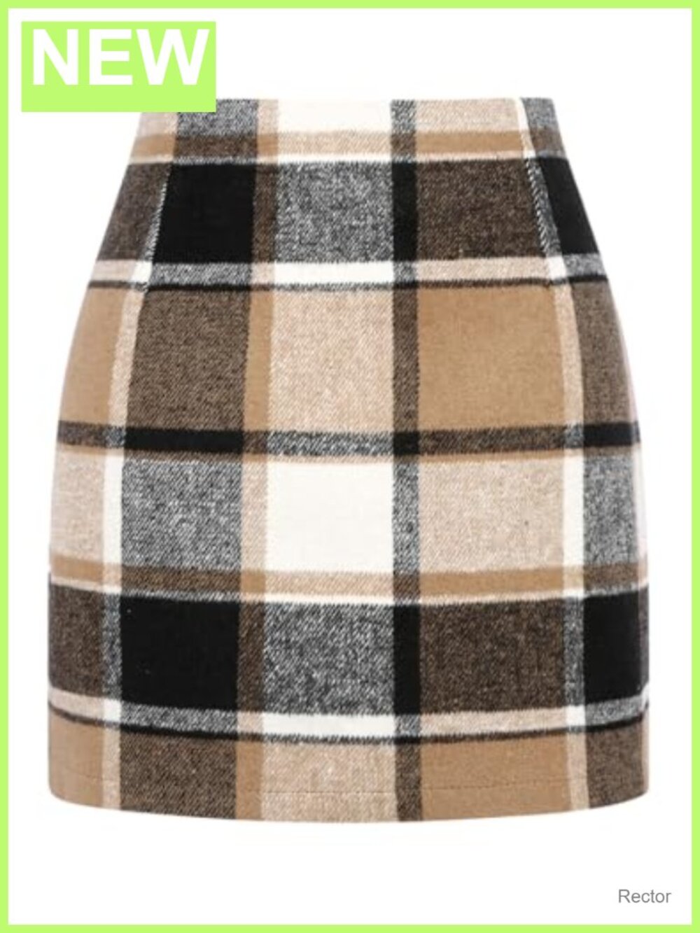 High Waist Plaid Bodycon Pencil Mini Skirt Wool Blend